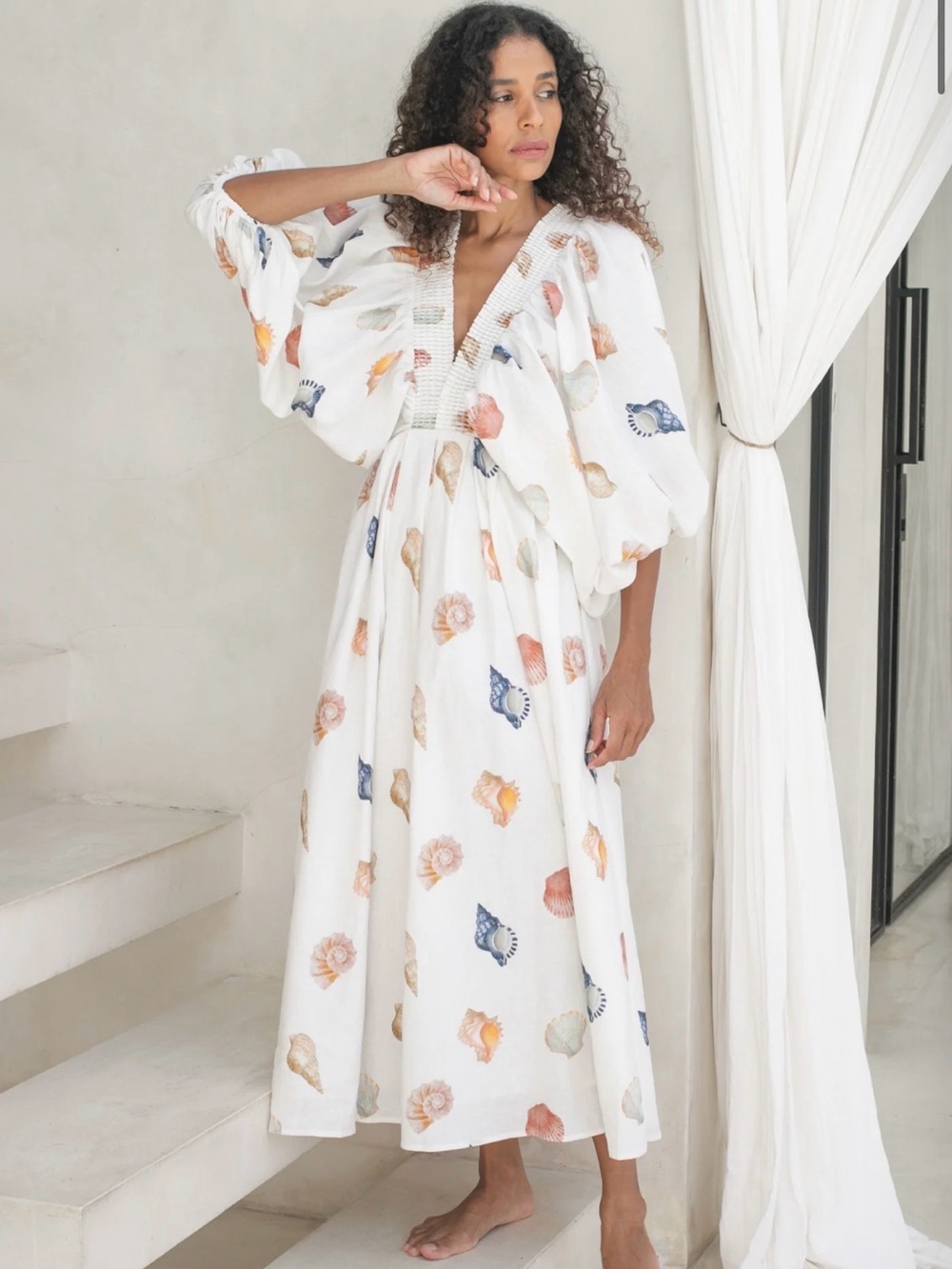 ForSoul Mimi Concha Seashell Print Midi Dress